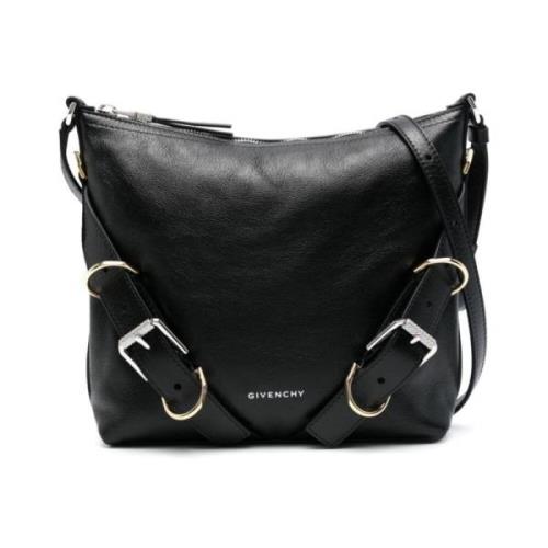 Gestructureerde Leren Schoudertas Zwart Givenchy , Black , Dames