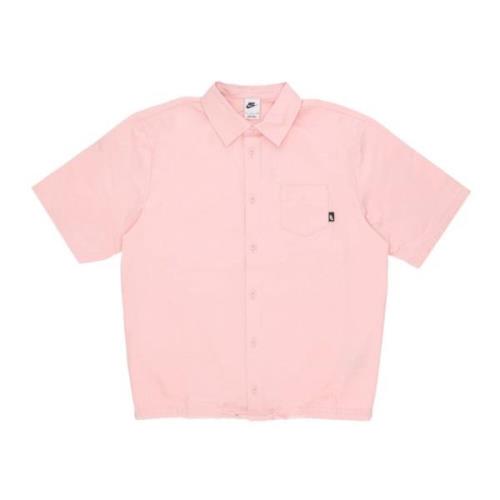 Pink Bloom Button-down Korte Mouw Overhemd Nike , Pink , Heren