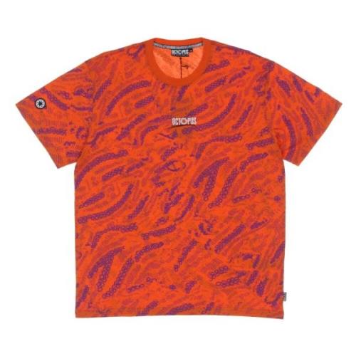 Sci-fi Oranje Tee met Octopus Print Octopus , Orange , Heren