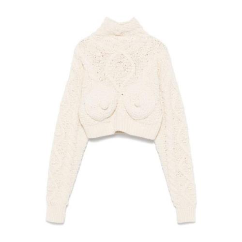 Chunky Gebreide Coltrui Sweater Jean Paul Gaultier , Beige , Dames