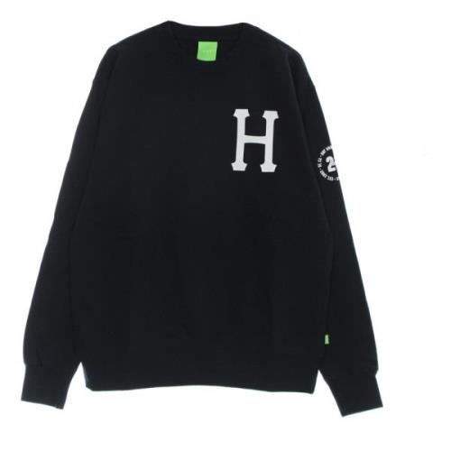 Navy Crewneck Sweatshirt met Logo Print HUF , Blue , Heren