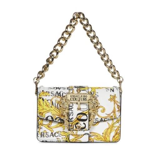 Barok Print Witte Handtas met Logogesp Versace Jeans Couture , Multico...