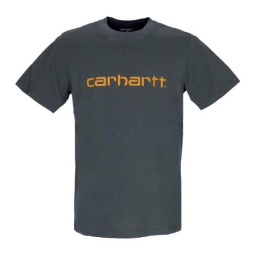 Script Tee Boxwood/Ochre Korte Mouw T-shirt Carhartt Wip , Green , Her...