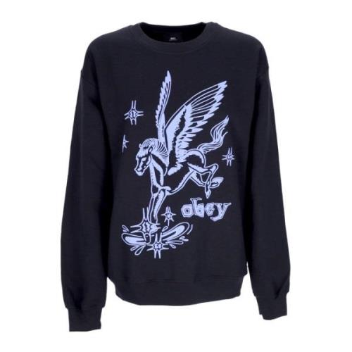 Vintage Crewneck Sweatshirt Pegasus Old School Obey , Black , Heren