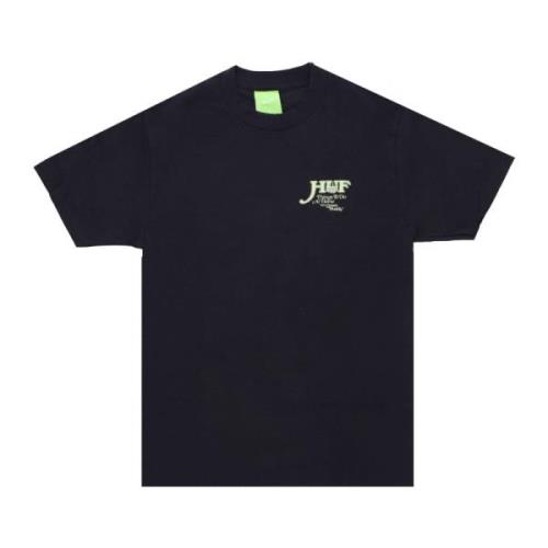 Zwarte Crew Neck Tee met Green Buddy Print HUF , Black , Heren