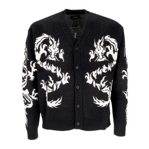 Dragon Jacquard Cardigan Zwart HUF , Black , Heren