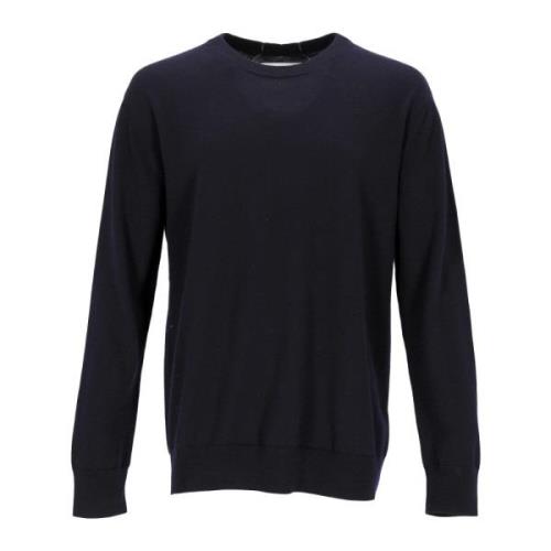 Navy Blue Wool Crewneck Sweater Jil Sander , Blue , Heren