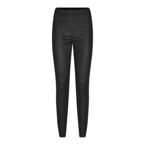 Zwarte leren legging stretchy pasvorm MOS Mosh , Black , Dames