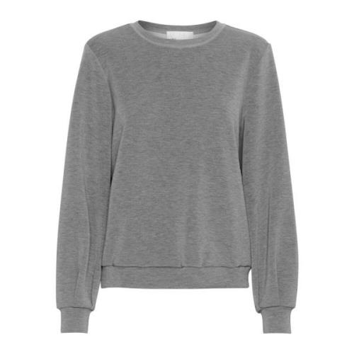 Donkergrijze Melange Sweat Blouse My Essential Wardrobe , Gray , Dames