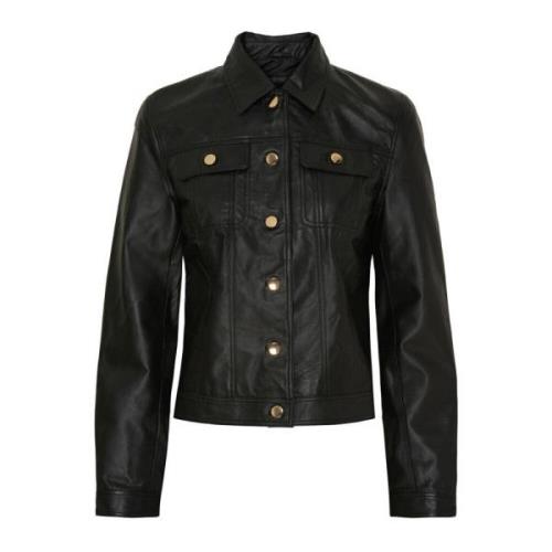 Denim Jack Zwart met Gouden Accents Btfcph , Black , Dames