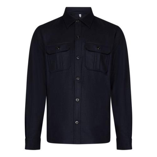 Blauwe Wollen Blend Overshirt Aw24 Boglioli , Blue , Heren