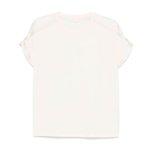 Satijnen Afwerking Panel T-shirt met Faux-Pearl Details Liu Jo , White...