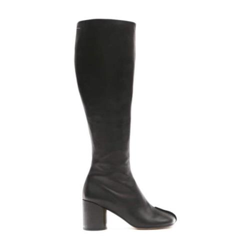 Zwarte Leren Hoge Tabi Laarzen MM6 Maison Margiela , Black , Dames