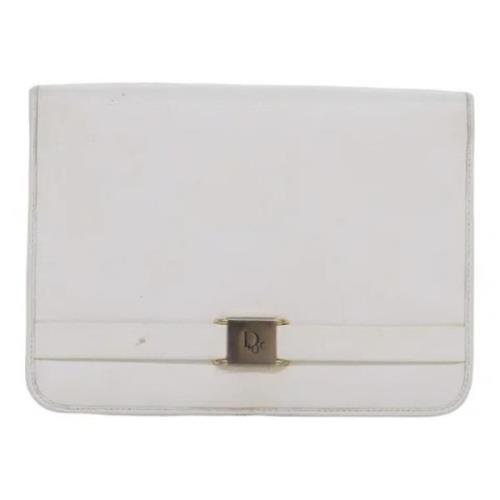 Pre-owned Leather clutches Dior Vintage , White , Dames