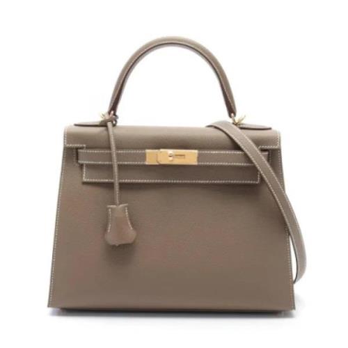 Pre-owned Leather handbags Hermès Vintage , Gray , Dames