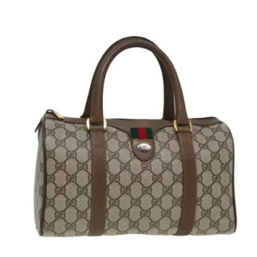 Pre-owned Leather travel-bags Gucci Vintage , Beige , Dames