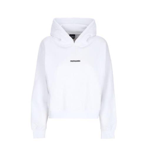 Korte hoodie met geribbelde afwerking Propaganda , White , Heren