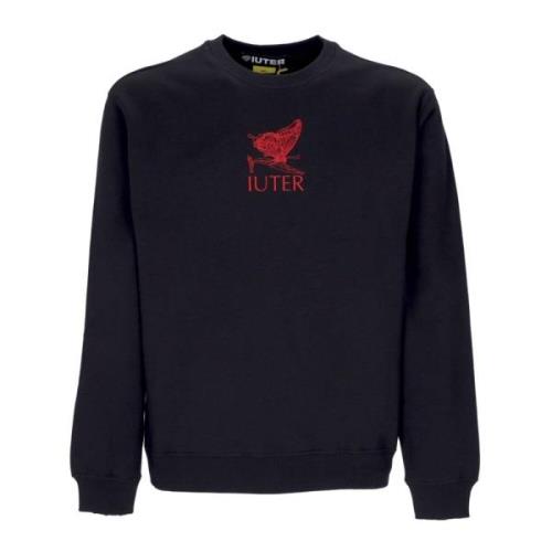 Zwarte Butterfly Crewneck Sweatshirt Lange Mouw Iuter , Black , Heren