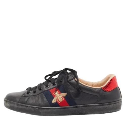 Pre-owned Leather sneakers Gucci Vintage , Black , Heren