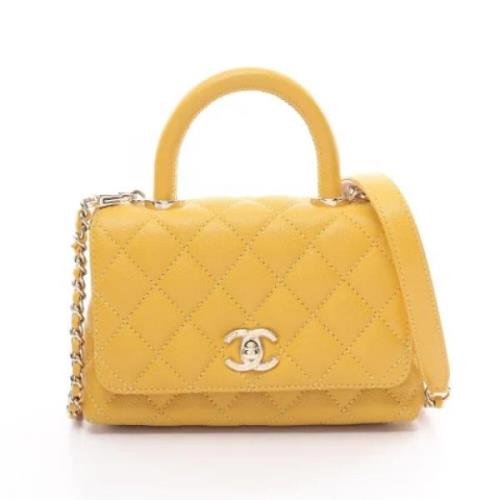 Pre-owned Leather chanel-bags Chanel Vintage , Yellow , Dames