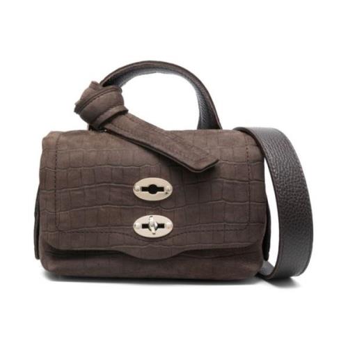 Luxe Bruine Krokodileffect Handtas Zanellato , Brown , Dames