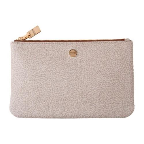 Witte Rits Flat Clutch Borbonese , White , Dames