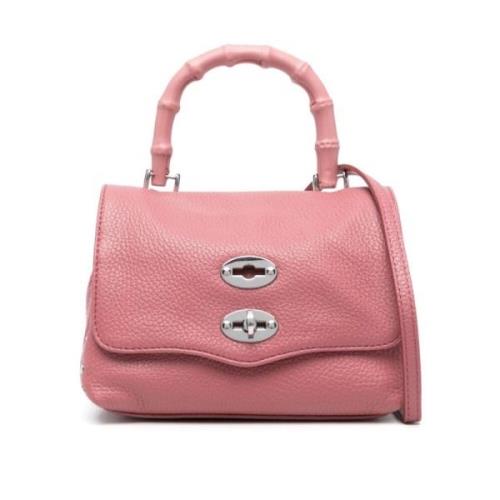 Roze Leren Handtas met Twist-Lock Sluiting Zanellato , Pink , Dames