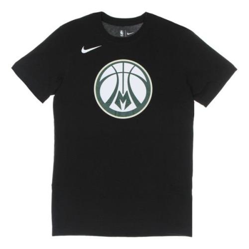 Milwaukee Bucks Logo Tee Nike , Black , Heren