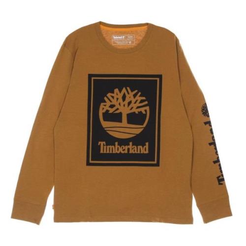 Lange Mouw Logo Tee Wheat Boot/Zwart Timberland , Brown , Heren