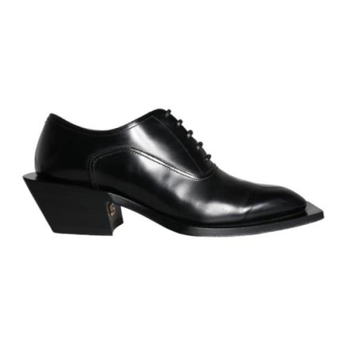 Zwarte Kalfsleren Derby Schoenen Dolce & Gabbana , Black , Heren