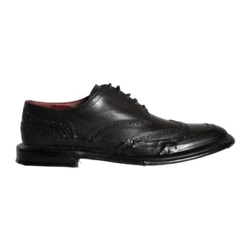 Zwarte Leren Wingtip Oxford Schoenen Dolce & Gabbana , Black , Heren