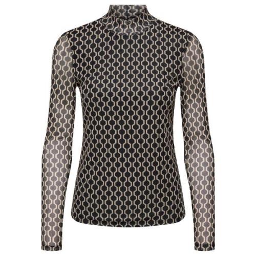 Freewear Print High Neck Top Only , Black , Dames