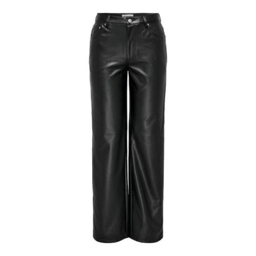 Imitatieleren Broek Zwart Only , Black , Dames