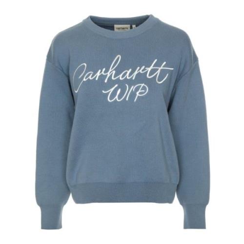 Signature Sweatshirt met Geborduurd Logo Carhartt Wip , Blue , Dames