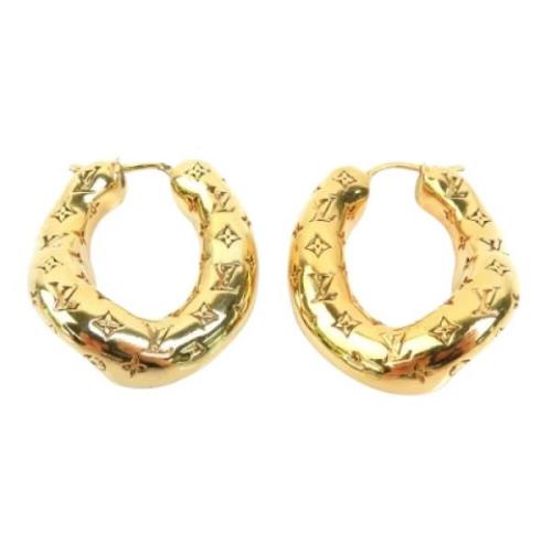 Pre-owned Metal earrings Louis Vuitton Vintage , Yellow , Dames