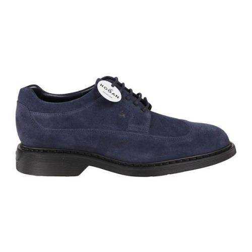 Klassieke Leren Derbies Schoenen Hogan , Blue , Heren