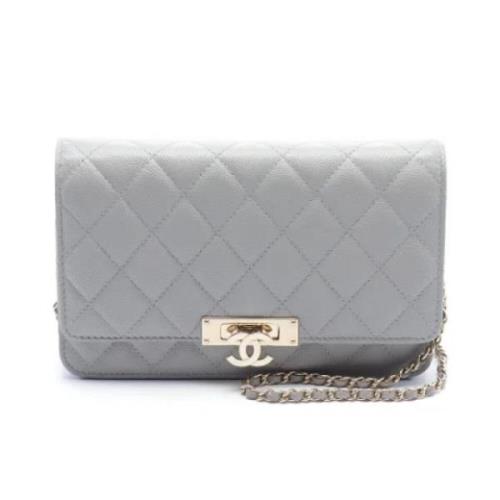 Pre-owned Leather chanel-bags Chanel Vintage , Gray , Dames