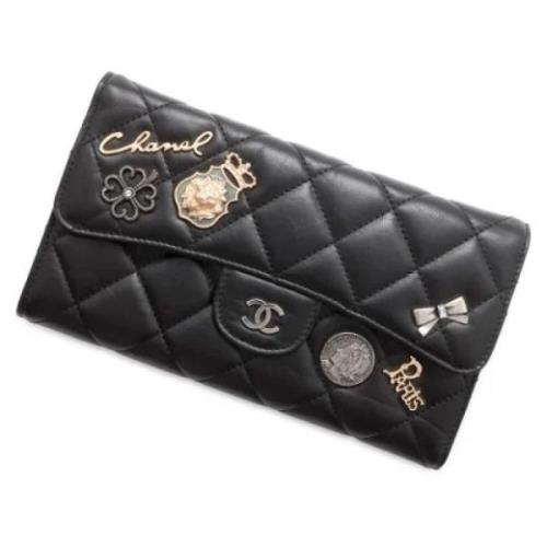 Pre-owned Leather wallets Chanel Vintage , Black , Dames