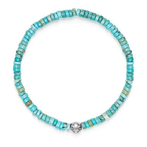 Men's Wristband with Turquoise Heishi Beads Nialaya , Gray , Heren