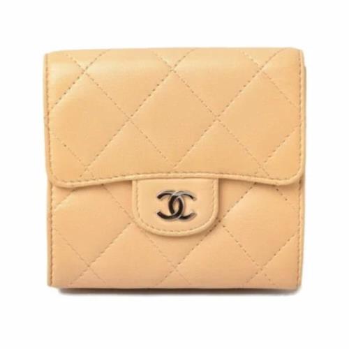 Pre-owned Leather wallets Chanel Vintage , Beige , Dames