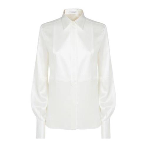 Zijden overhemd met parelmoerknopen Brunello Cucinelli , White , Dames