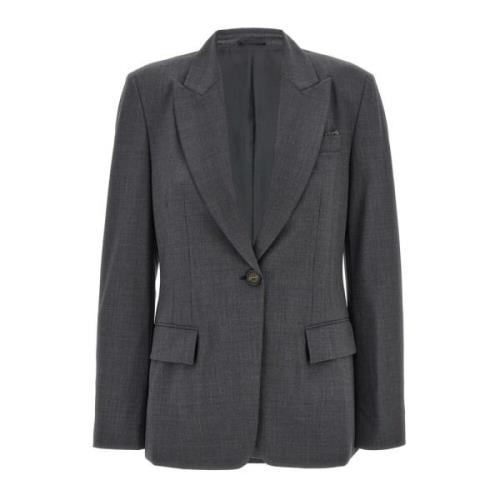 Wollen blazer met 'Monile' detail Brunello Cucinelli , Gray , Dames