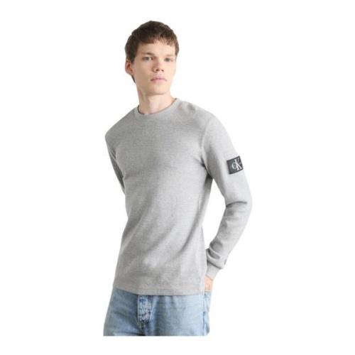 Trendy Badge Easy Sweater voor Mannen Calvin Klein Jeans , Gray , Here...