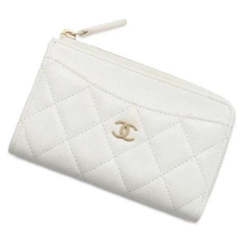 Pre-owned Leather wallets Chanel Vintage , White , Dames