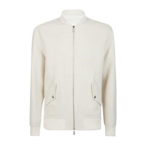 Cashmere Lana Bomber Full Zip Eleventy , Beige , Heren