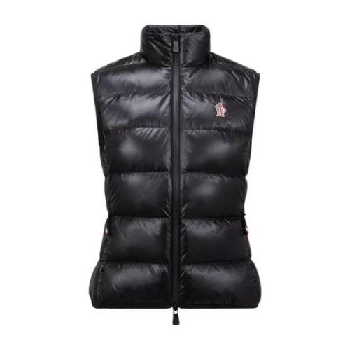 Zwarte Gewatteerde Nylon Jas Ritssluiting Moncler , Black , Dames