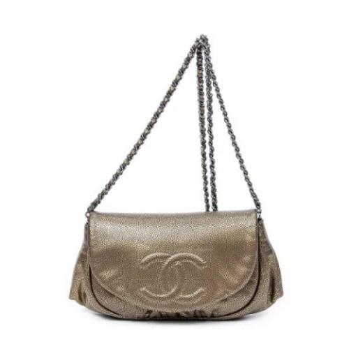 Pre-owned Leather shoulder-bags Chanel Vintage , Gray , Dames