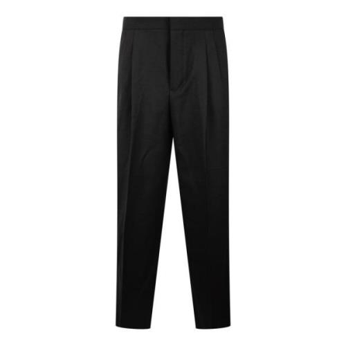 Wijde wollen gabardine broek Ami Paris , Black , Heren