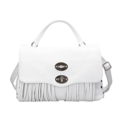 Witte leren handtas met afneembare band Zanellato , White , Dames