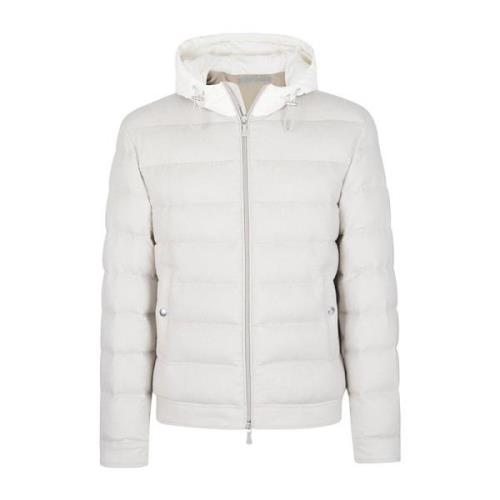 Zijde Kasjmier Nylon Hooded Jas Eleventy , Beige , Heren